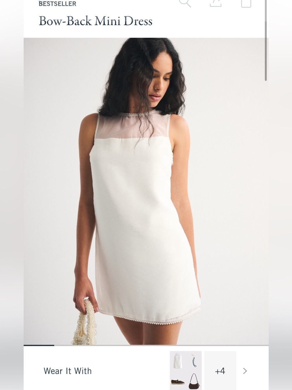 Abercrombie & Fitch Ivory Shift Dress with Pearl Trim - Picture 5 of 5